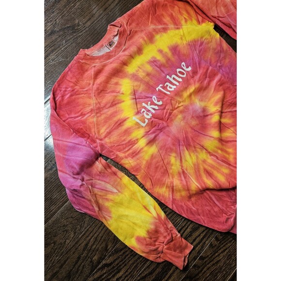 Vintage Tie Dye 80s 90s Lake Tahoe Crewneck Sweatshirt Adult  Graphic Medium - Picture 3 of 10
